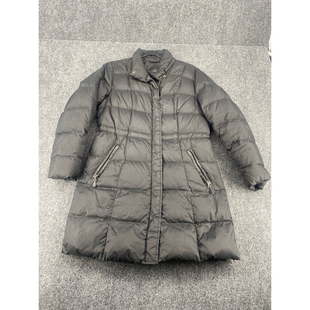 Talbots Puffer Coat Quilted Down Parka Jacket Womens SP Small Petite Black Warm